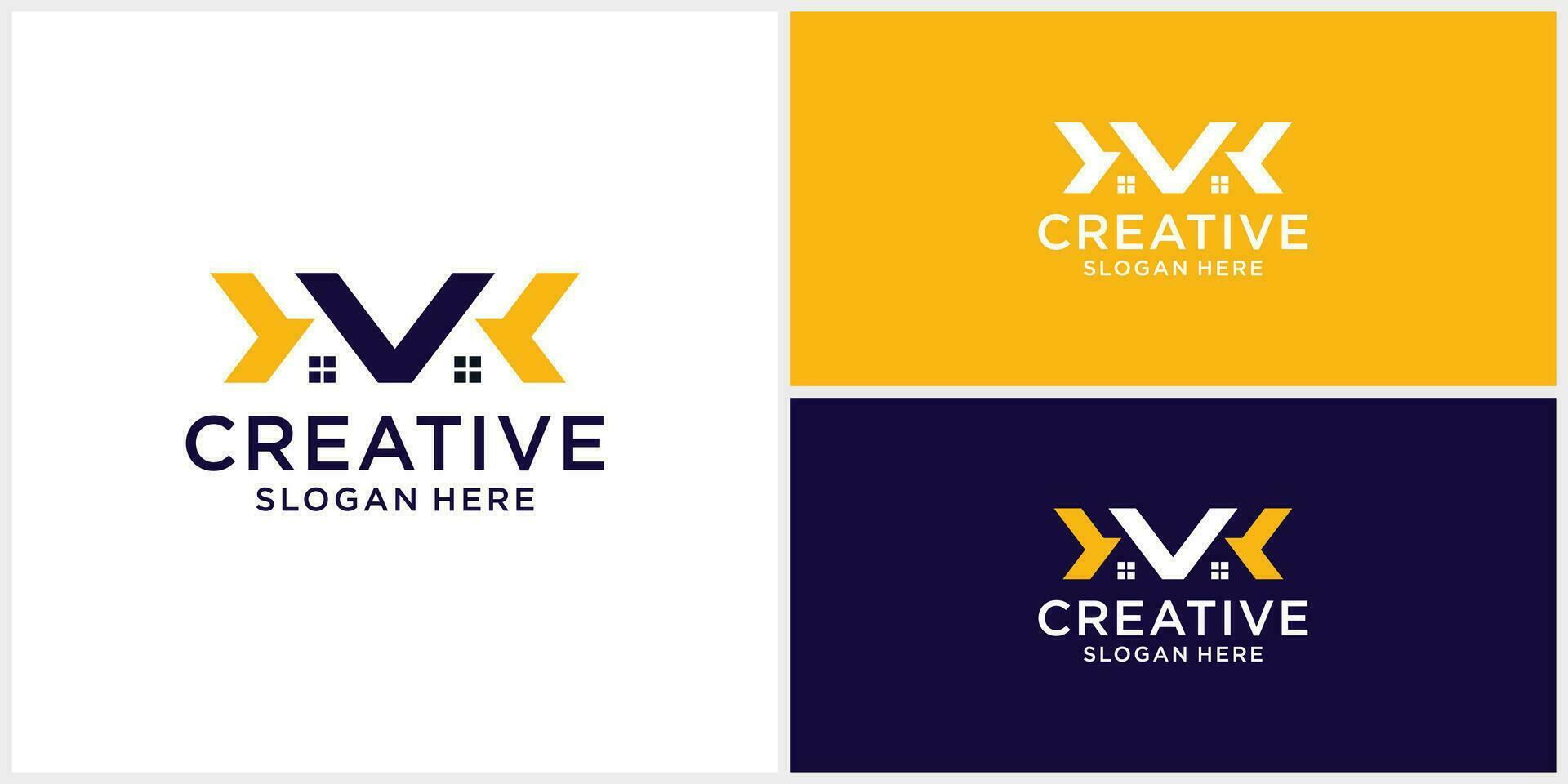 Creative monogram home building logo design template vector