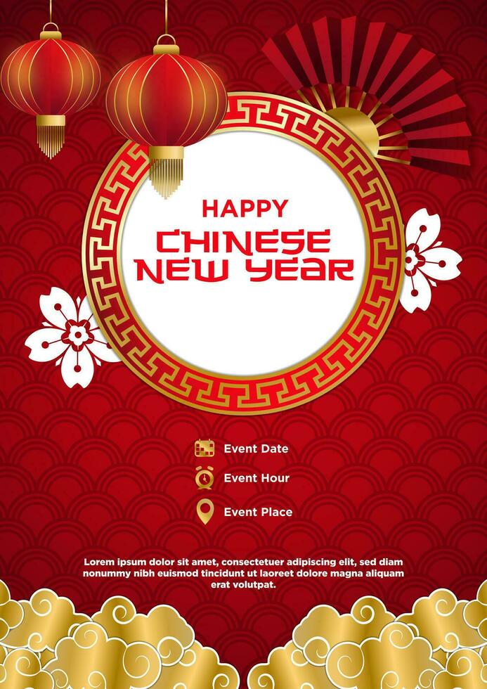 Vector Chinese New Year Festival Celebration Poster Template