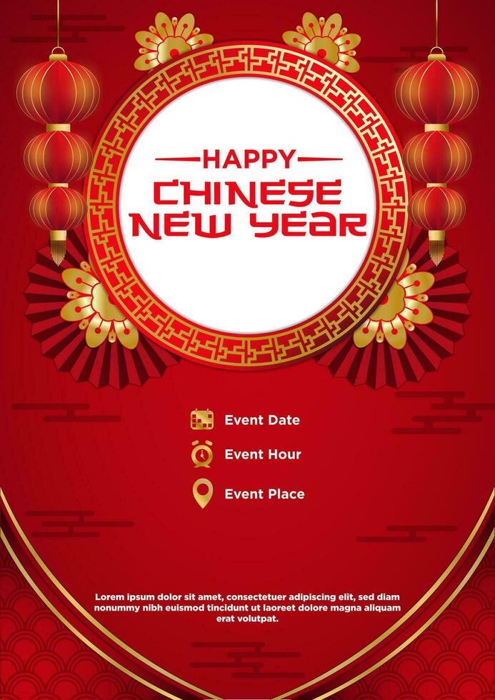vector chino nuevo año festival celebracion póster modelo