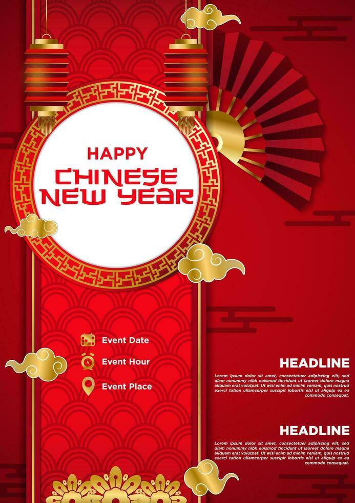 Vector Chinese New Year Festival Celebration Poster Template