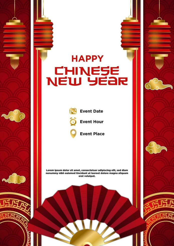 vector chino nuevo año festival celebracion póster modelo