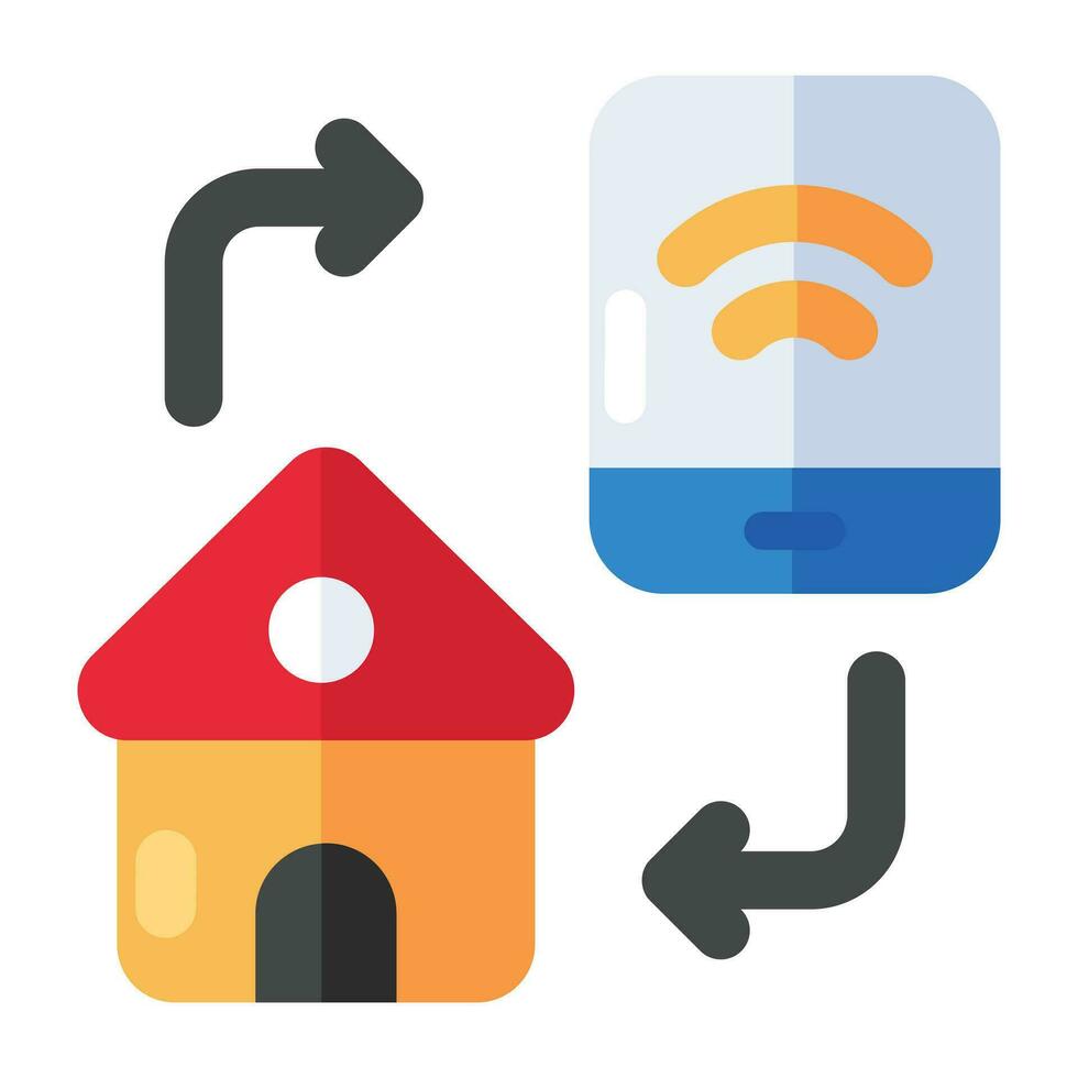 A flat design icon of home exchange vector