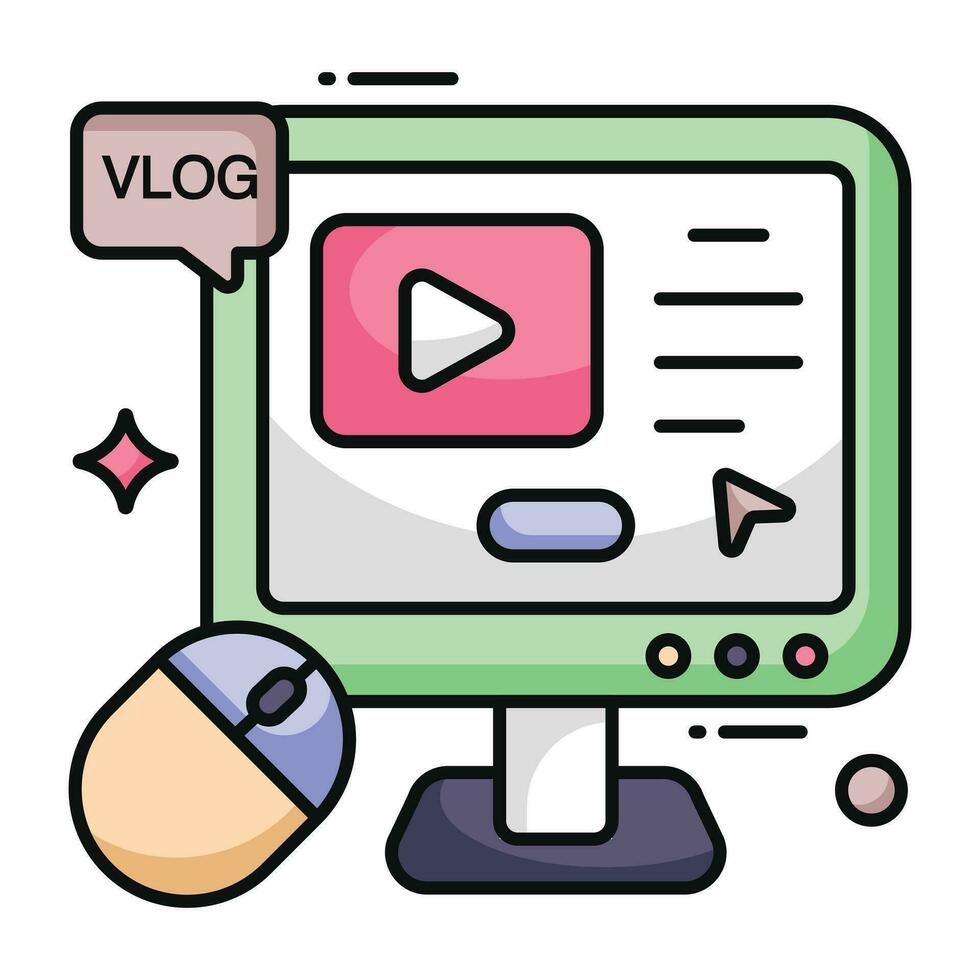 Conceptual flat design icon of video blog vector