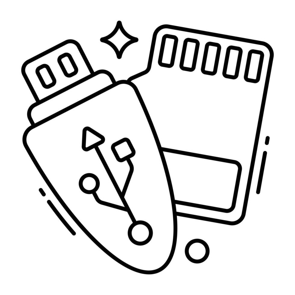 A linear design icon of memory storage vector