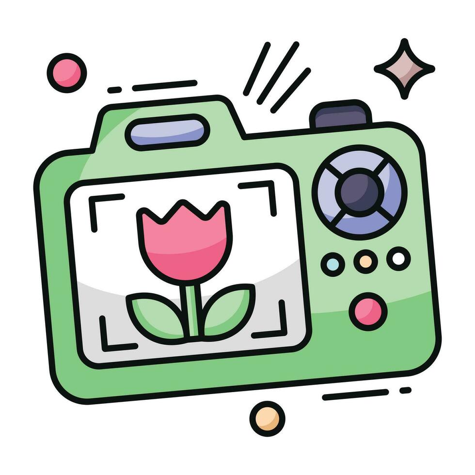 Vector design of camera, macro photo