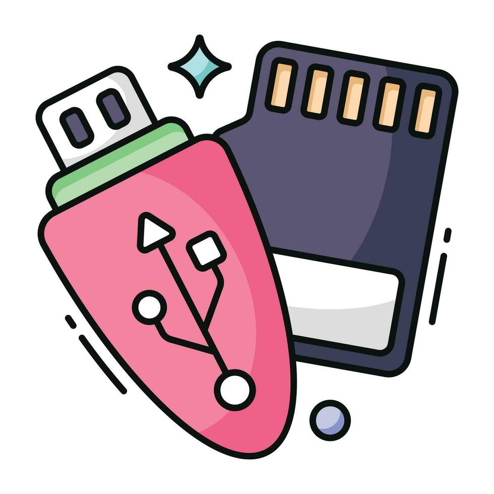 A flat design icon of memory storage vector