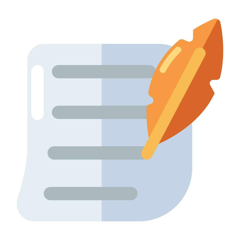 Quill writing concept icon, flat design vector