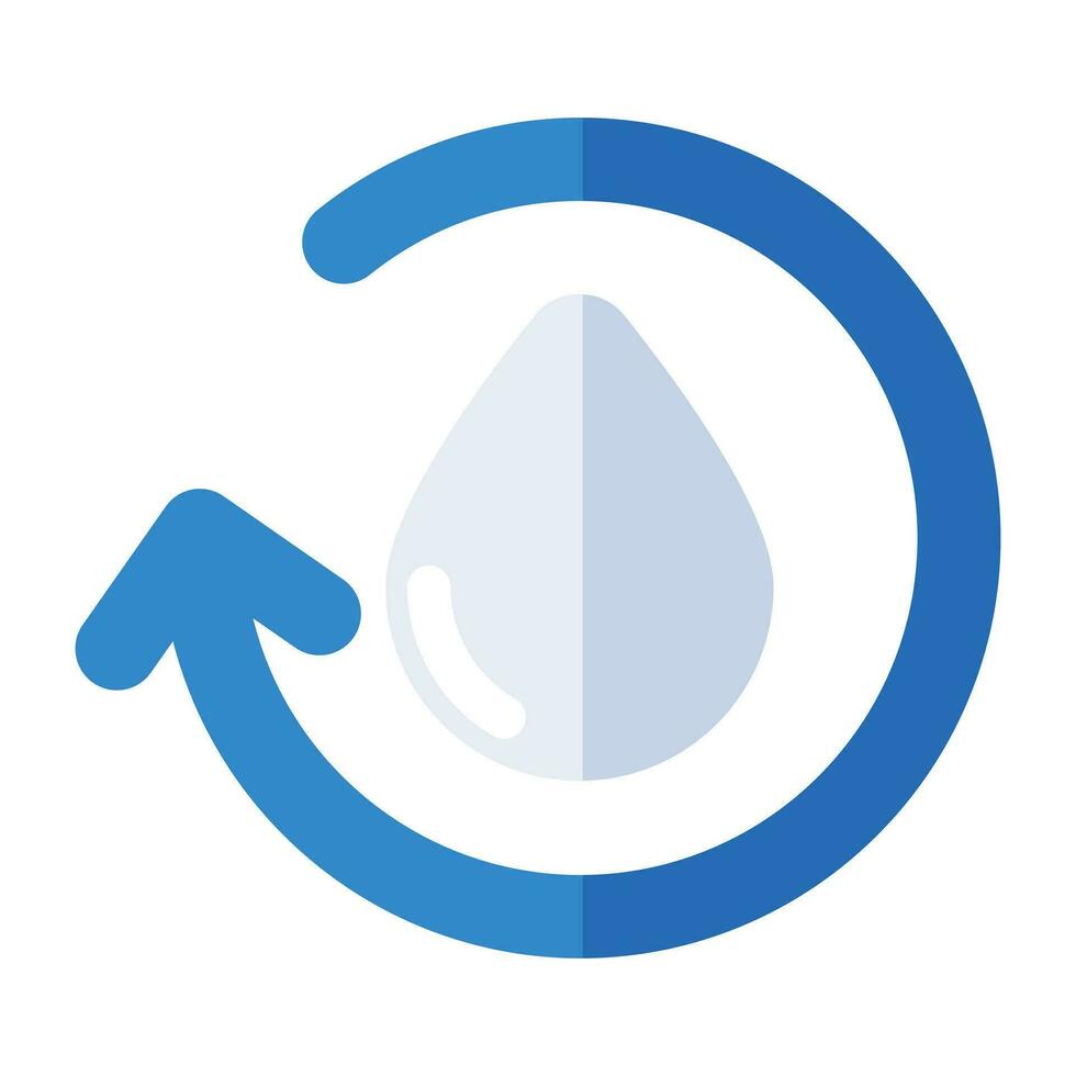 A flat design icon of water recycling vector