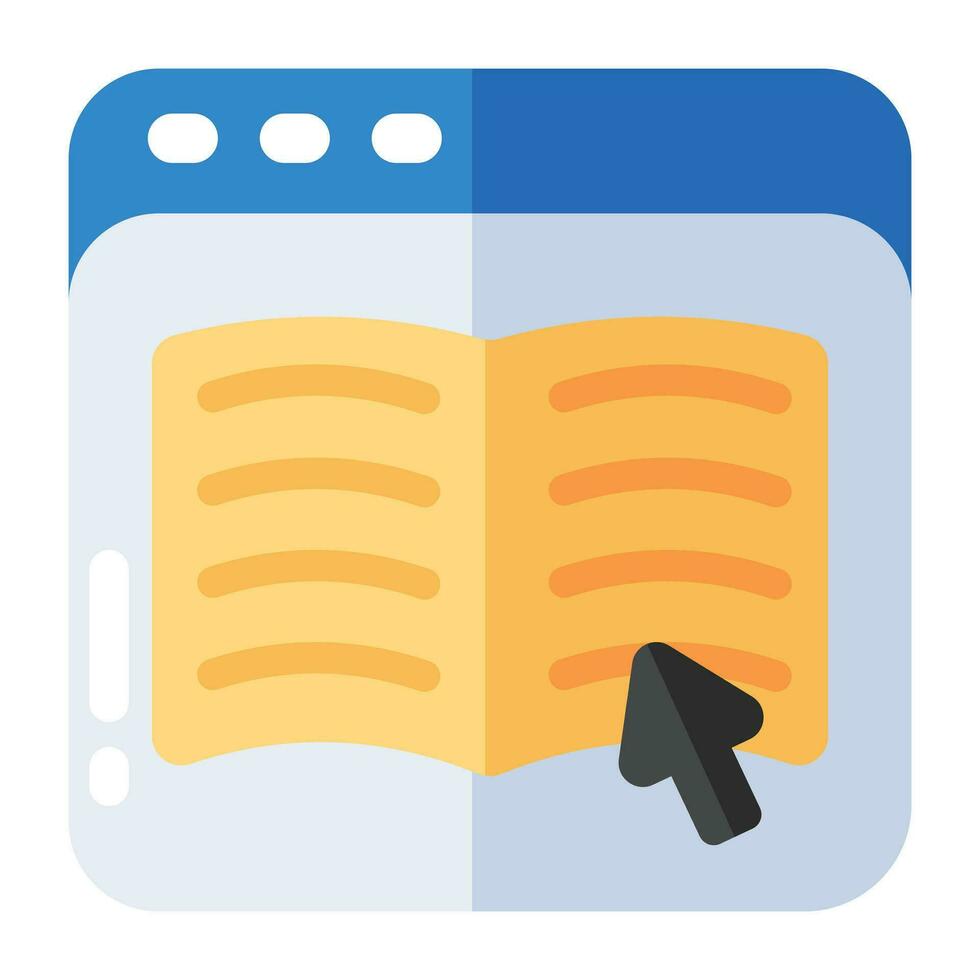 Conceptual flat design icon of online book vector