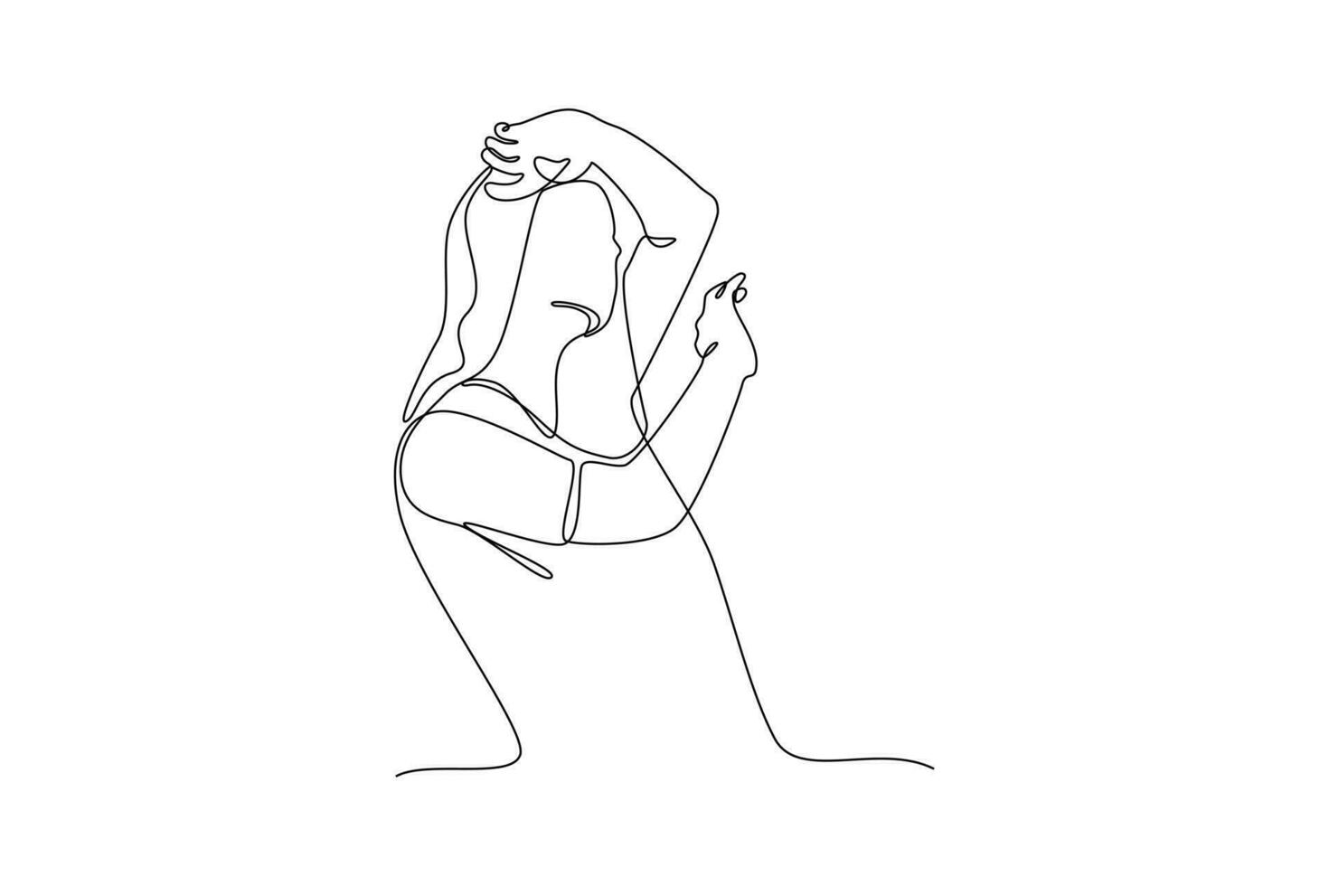 Continuous one line drawing Happy female activity concept. Doodle vector illustration.