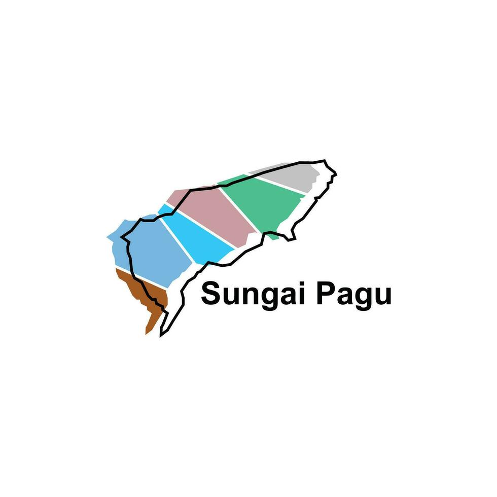 High detailed vector map of Sungai Pagu modern outline, Logo Vector Design. Abstract, designs concept, logo, logotype element for template.