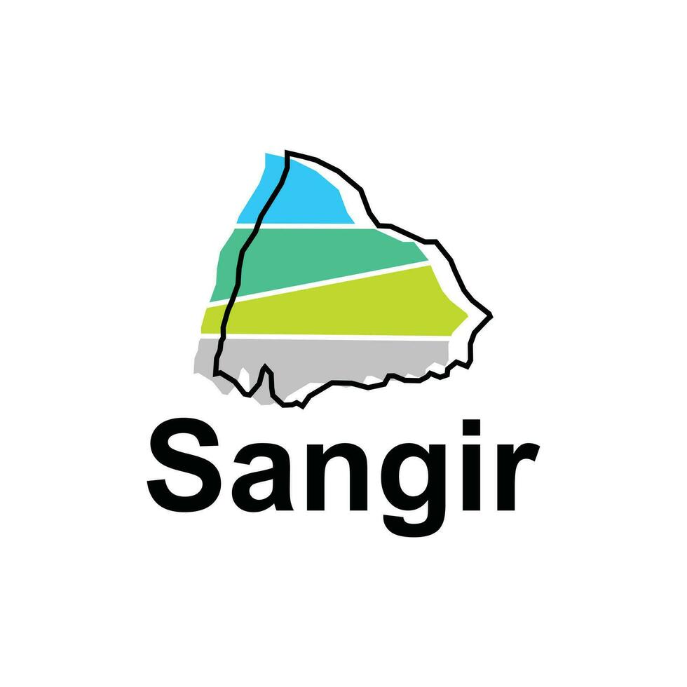 High detailed vector map of Sangir modern outline, Logo Vector Design. Abstract, designs concept, logo, logotype element for template.