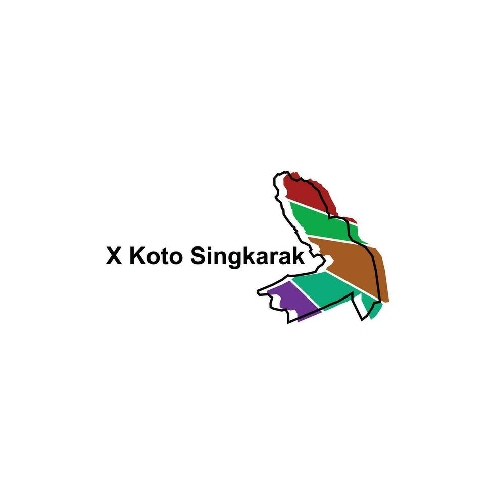 High detailed vector map of X Koto Singkarak modern outline, Logo Vector Design. Abstract, designs concept, logo, logotype element for template.