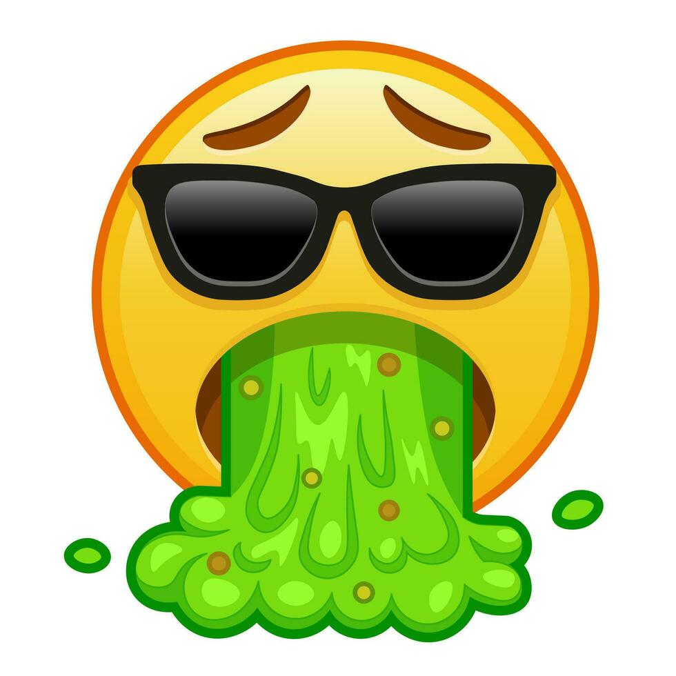 Face vomiting with sunglasses Large size of yellow emoji smile vector