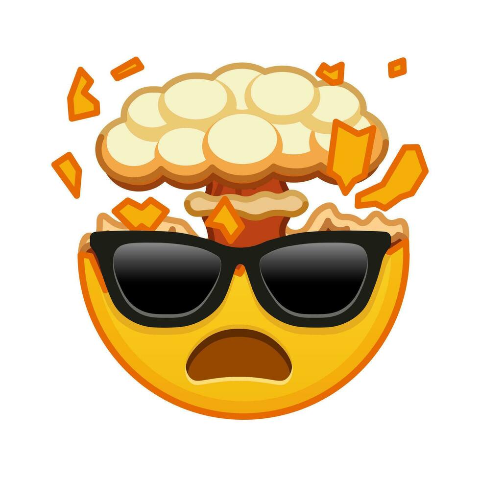 Shocked face with exploding head and sunglasses Large size of yellow emoji smile vector