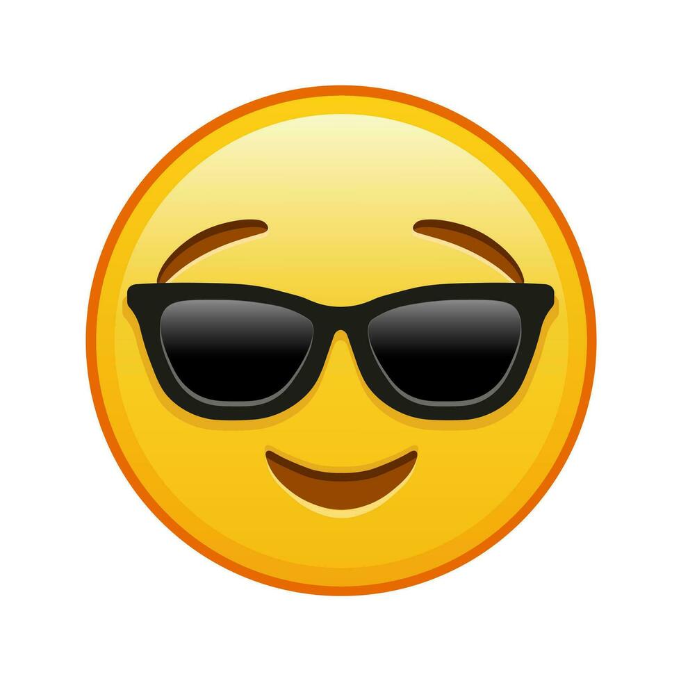 Slightly smiling face with sunglasses Large size of yellow emoji smile vector