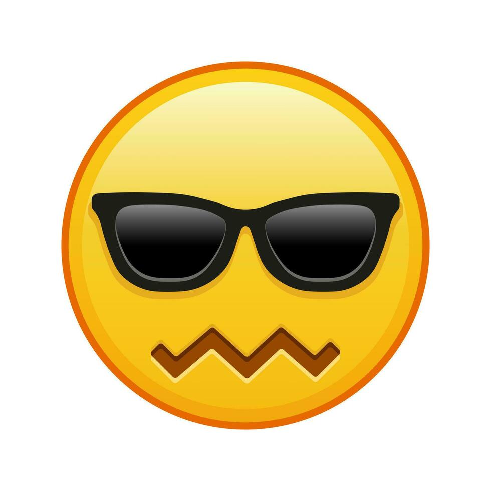 Expression of shame face with sunglasses Large size of yellow emoji smile vector