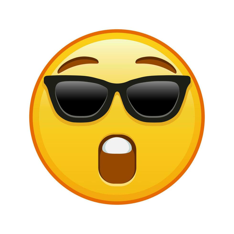 Face with open mouth and sunglasses Large size of yellow emoji smile vector