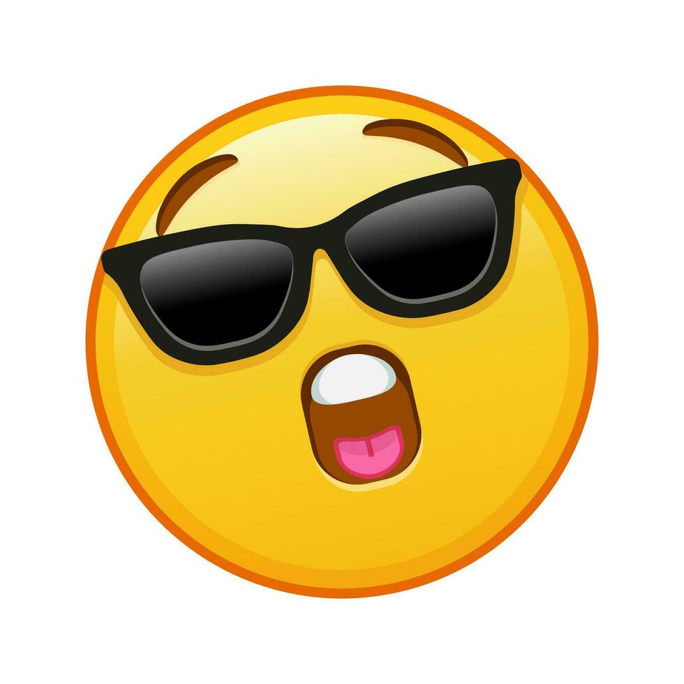 Face with open mouth with sunglasses Large size of yellow emoji smile vector