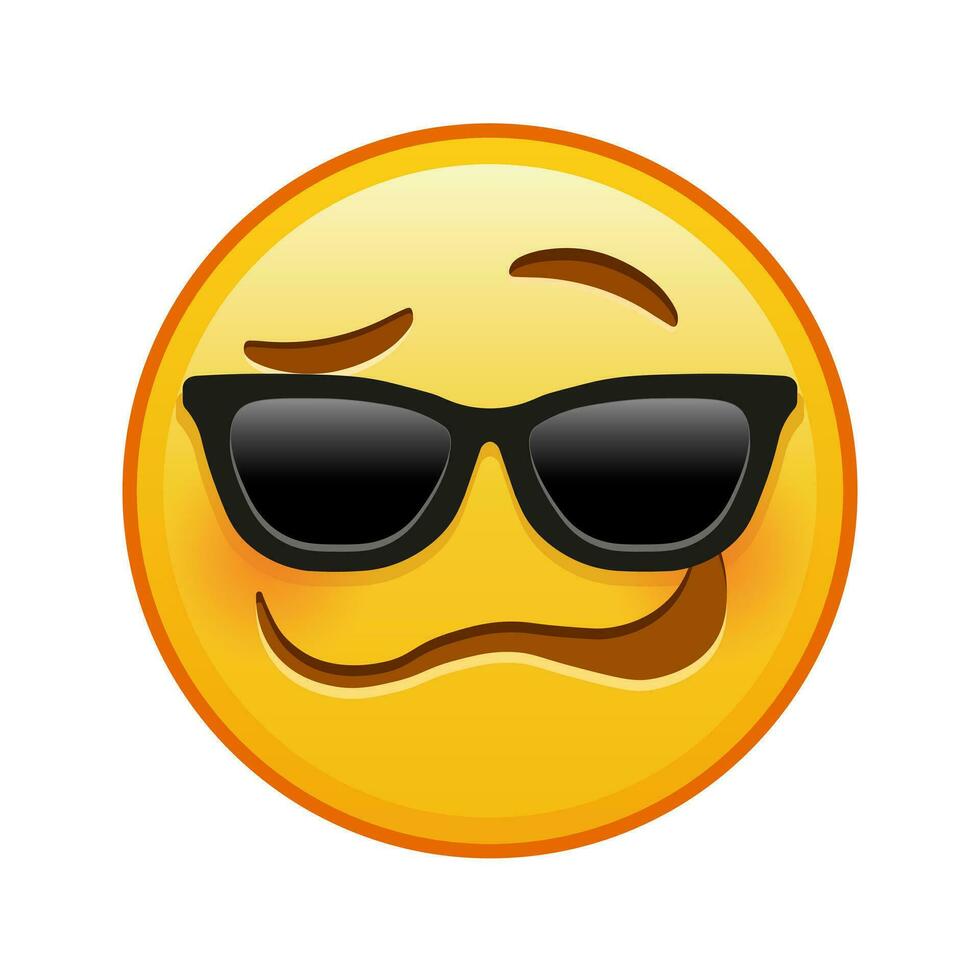 Woozy face with sunglasses Large size of yellow emoji smile vector