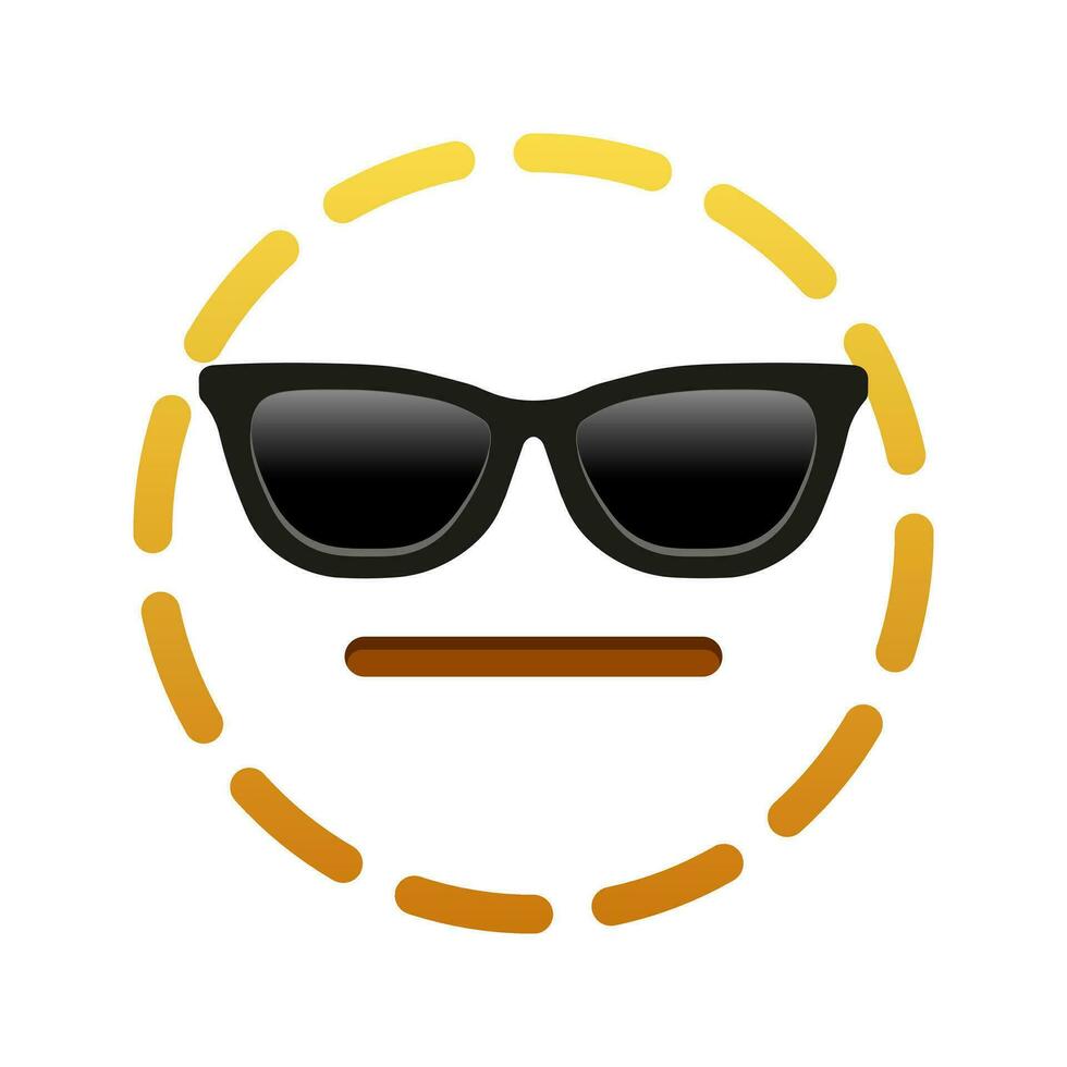 Line neutral face with sunglasses Large size of yellow emoji smile vector