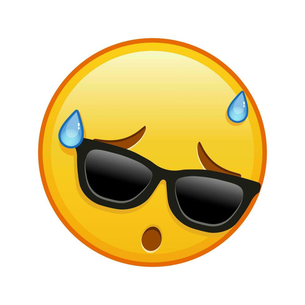 Face with an expression of disappointment and relief with sunglasses vector