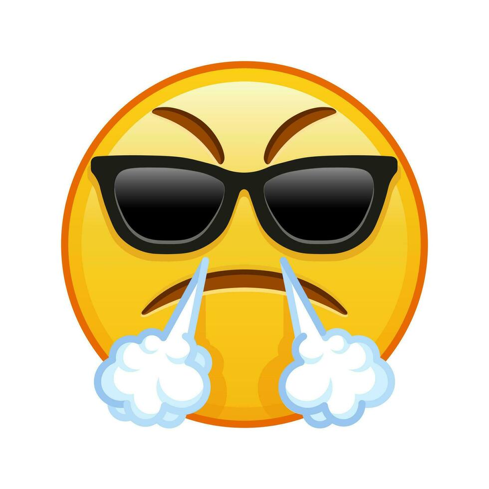 Face with an expression of displeasure with sunglasses Large size of yellow emoji smile vector