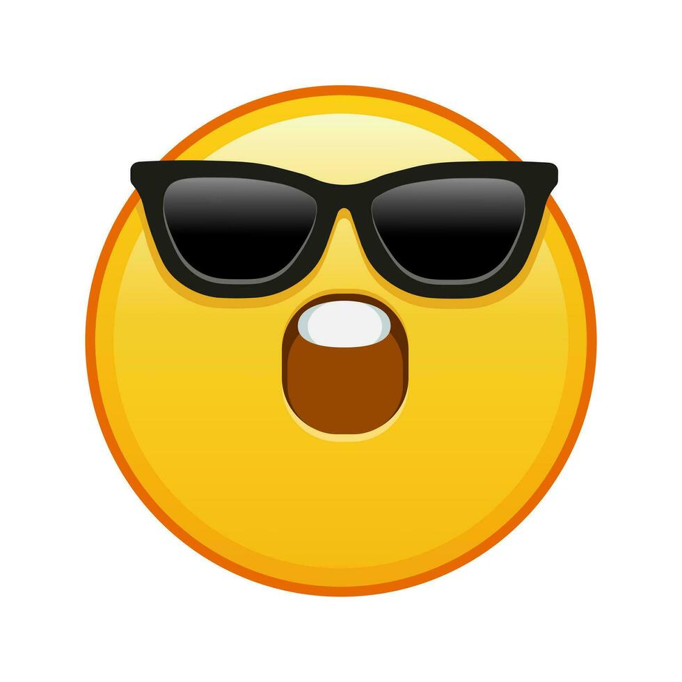 un sonriendo cara con Gafas de sol y abierto boca grande Talla de amarillo emoji sonrisa vector