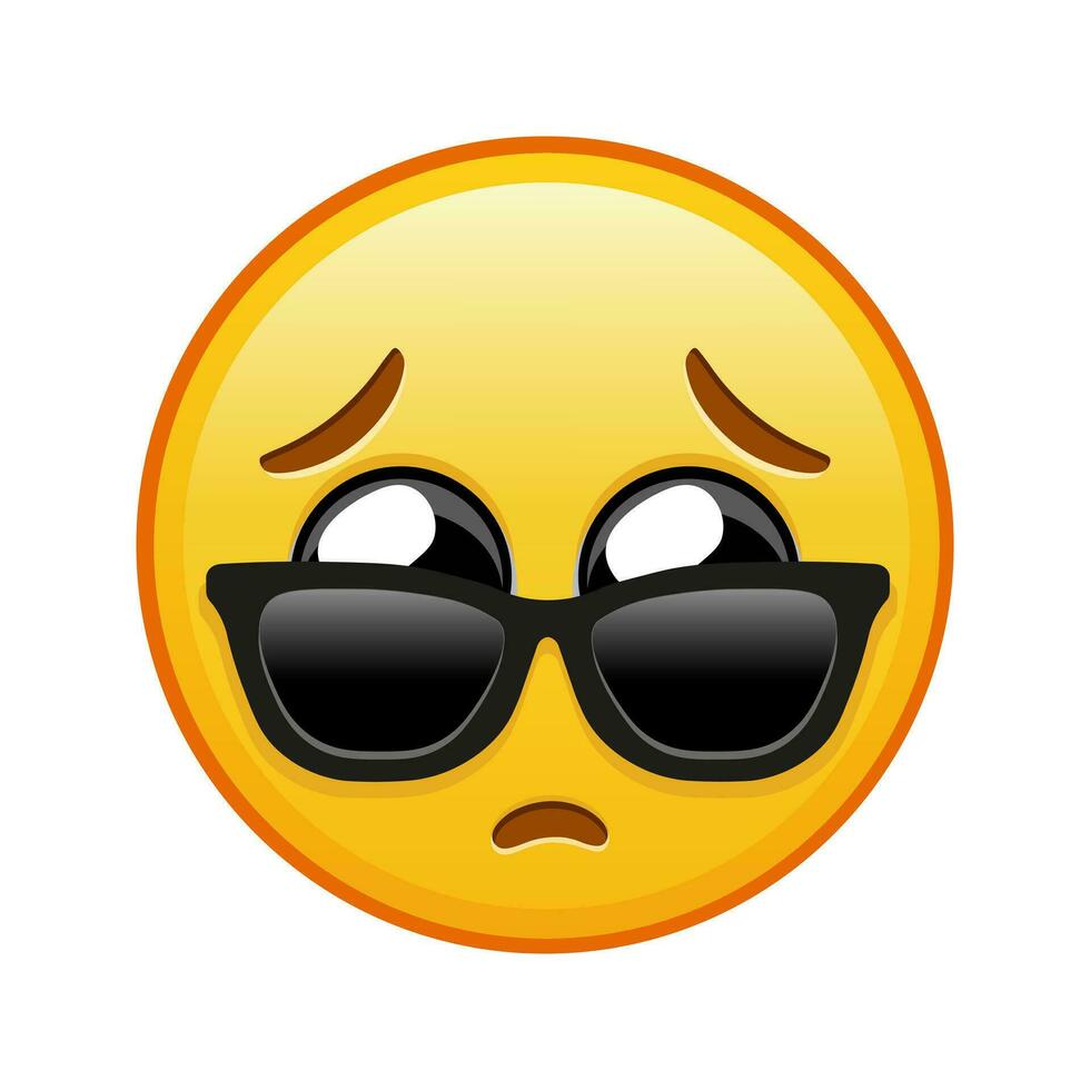 Face with pleading eyes with sunglasses Large size of yellow emoji smile vector