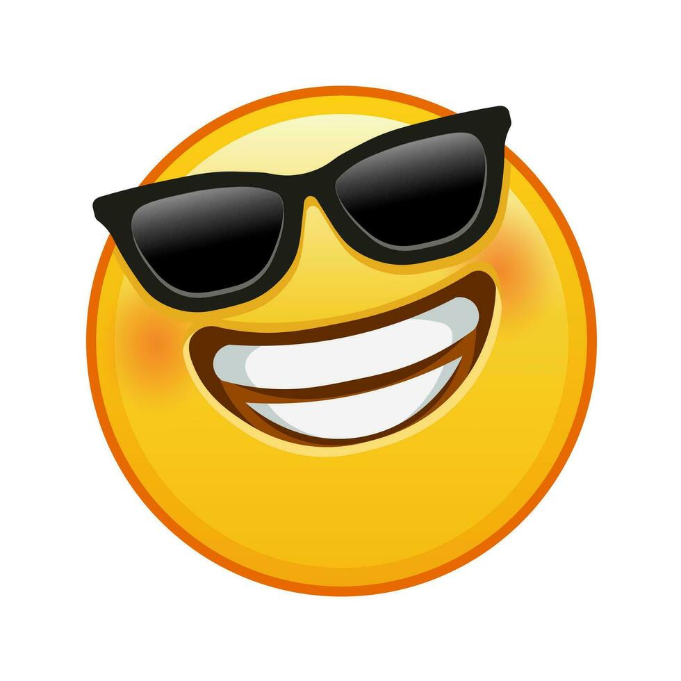 Grinning face with laughing eyes and sunglasses Large size of yellow emoji smile vector