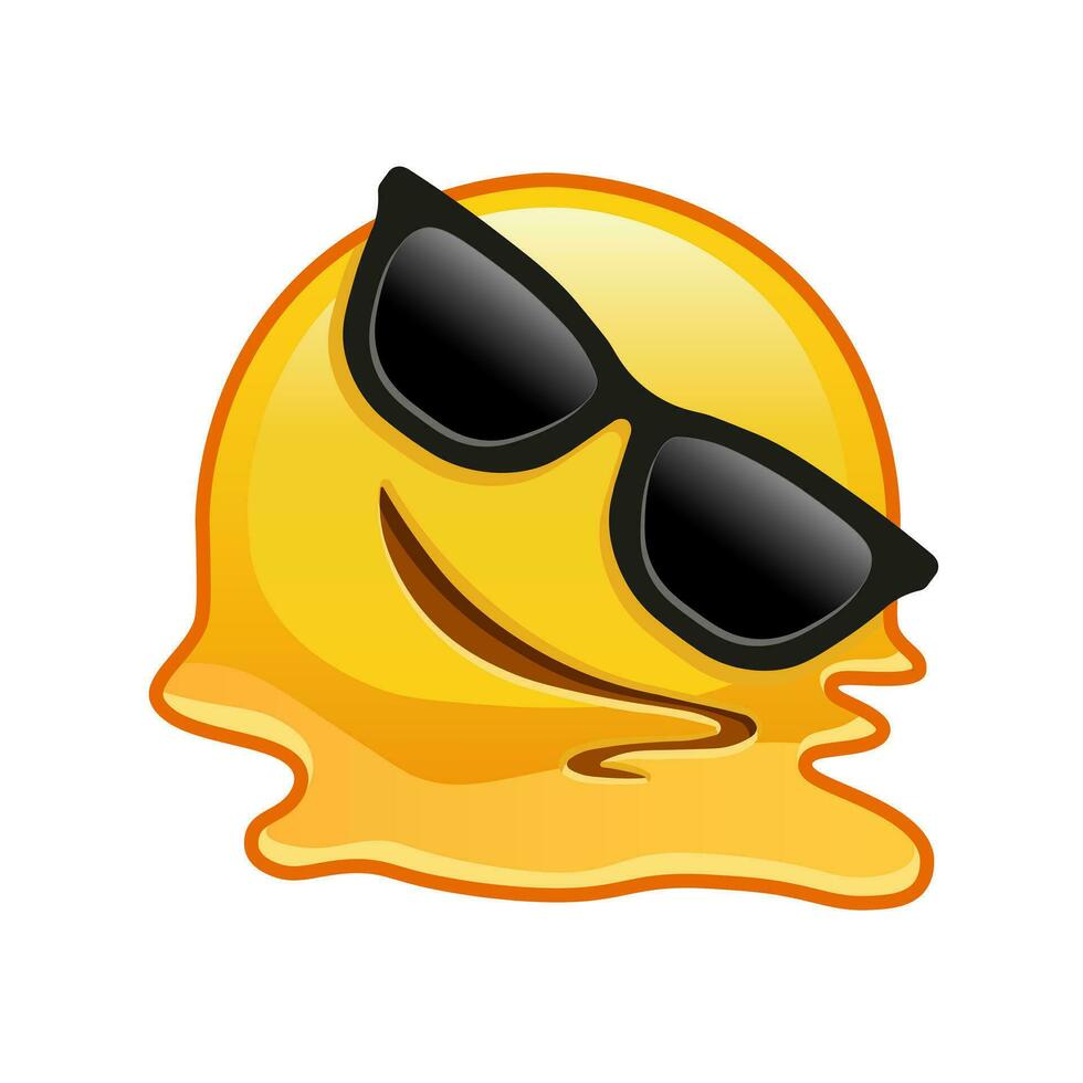 Melting face with sunglasses Large size of yellow emoji smile vector