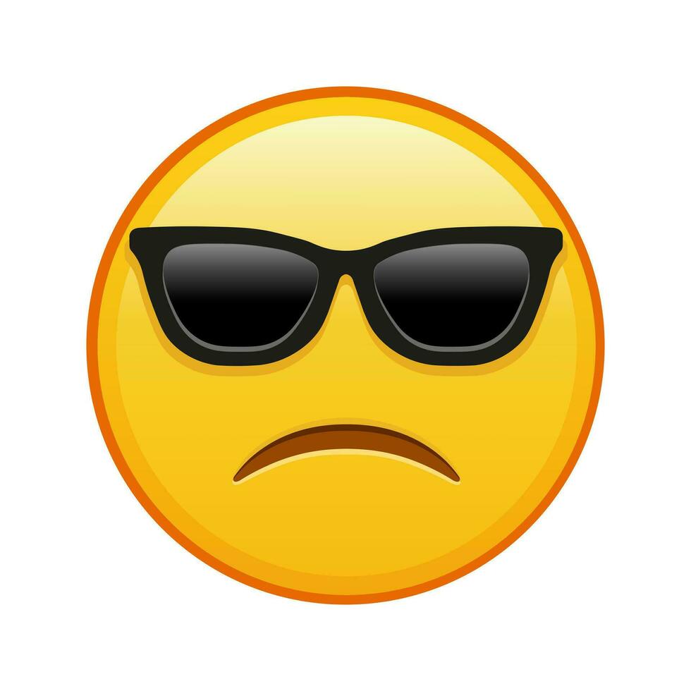 ligeramente ceñudo cara con Gafas de sol grande Talla de amarillo emoji sonrisa vector