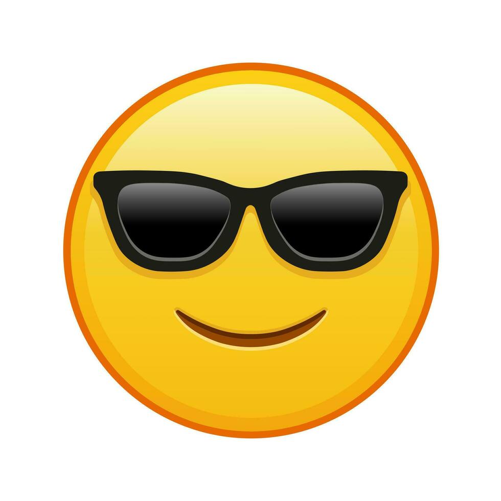 Slightly smiling face with sunglasses Large size of yellow emoji smile vector