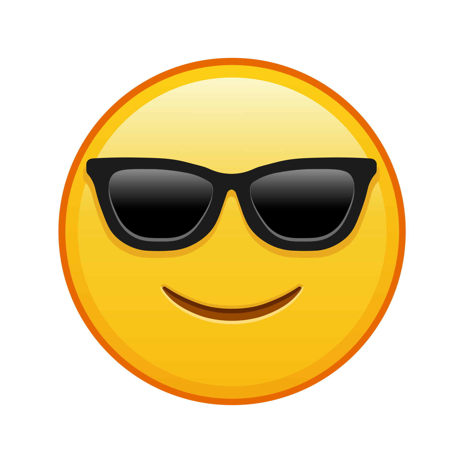 Slightly smiling face with sunglasses Large size of yellow emoji smile ...