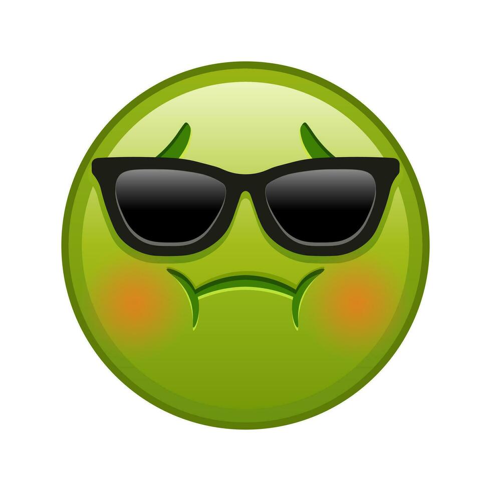 Nauseated face with sunglasses Large size of yellow emoji smile vector