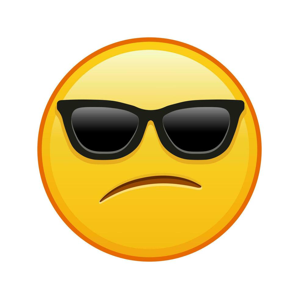 Embarrassed face with sunglasses Large size of yellow emoji smile vector