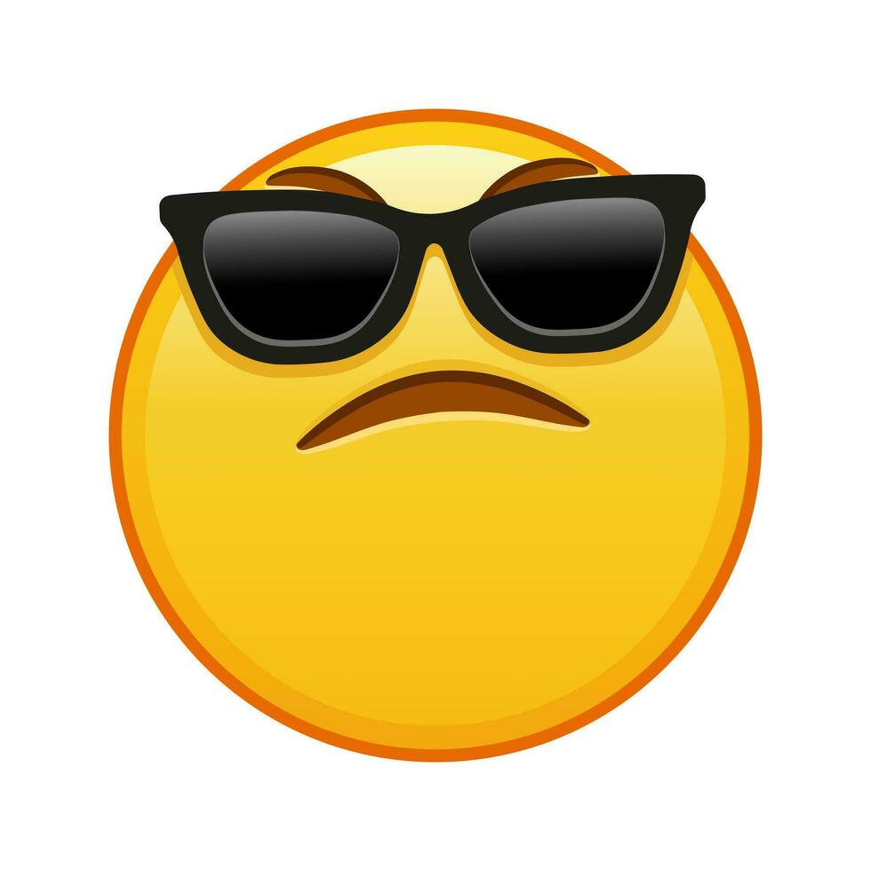 Face with an expression of displeasure with sunglasses Large size of yellow emoji smile vector