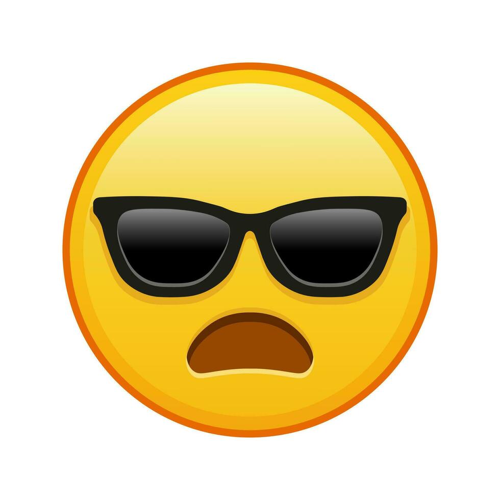 Frowning face with open mouth and sunglasses Large size of yellow emoji smile vector