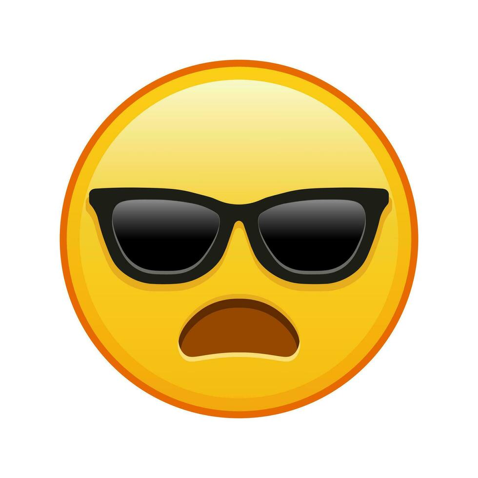 Frowning face with open mouth and sunglasses Large size of yellow emoji smile vector