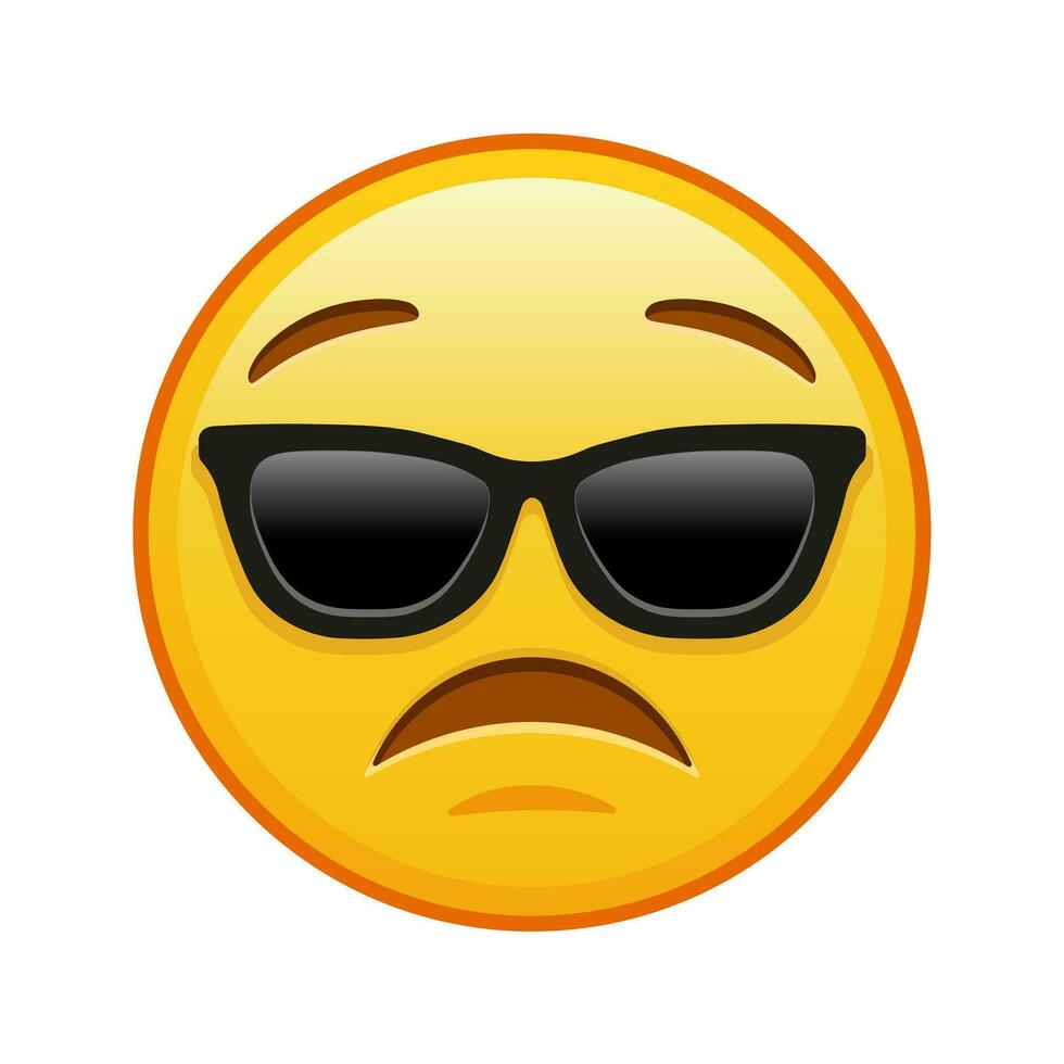 Excited face with sunglasses Large size of yellow emoji smile vector