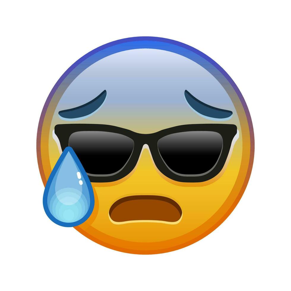 Face with open mouth in cold sweat and sunglasses Large size of yellow emoji smile vector