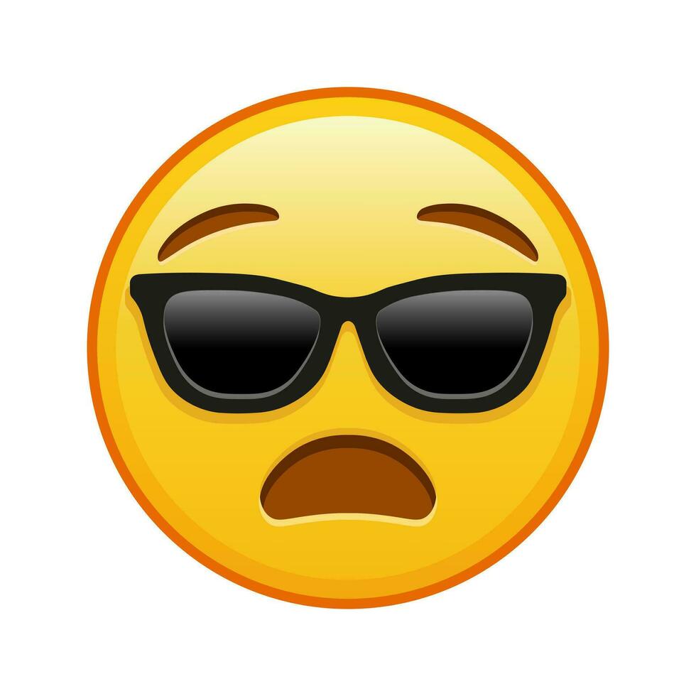 Anguished face with sunglasses Large size of yellow emoji smile vector
