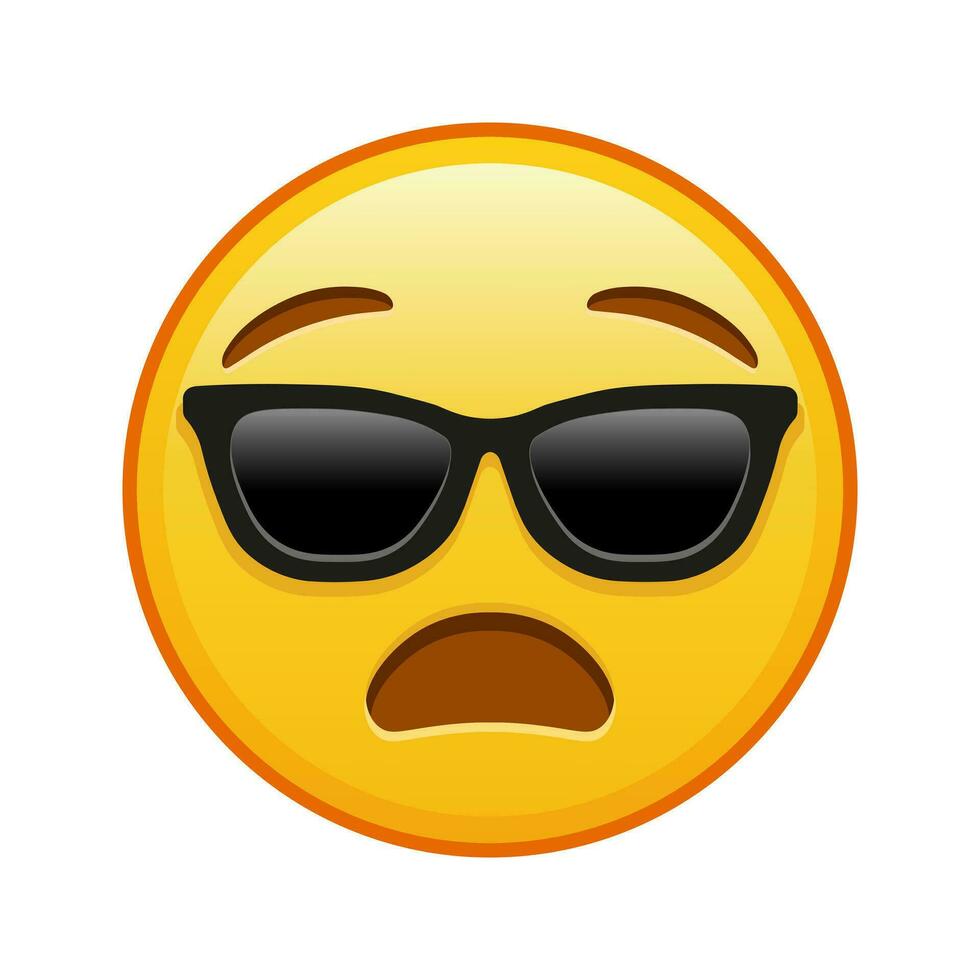 Anguished face with sunglasses Large size of yellow emoji smile vector