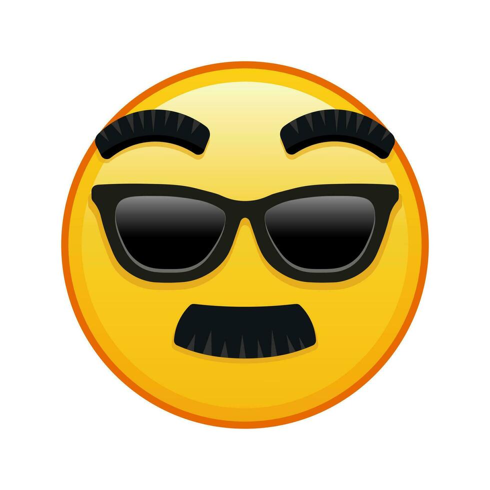 Face with sunglasses and mustache Large size of yellow emoji smile vector