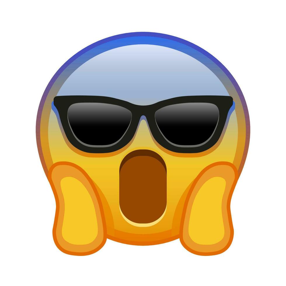 cara gritando en temor con Gafas de sol grande Talla de amarillo emoji sonrisa vector