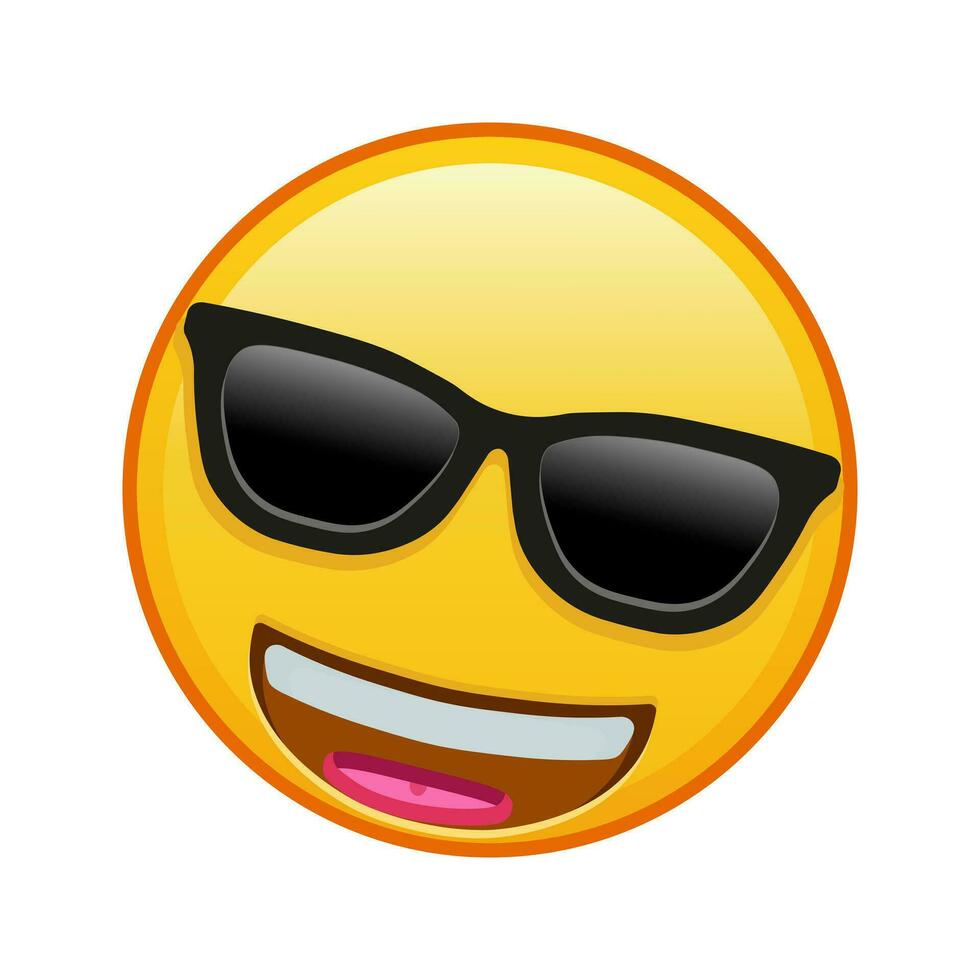 A grinning face with smile and sunglasses Large size of yellow emoji ...