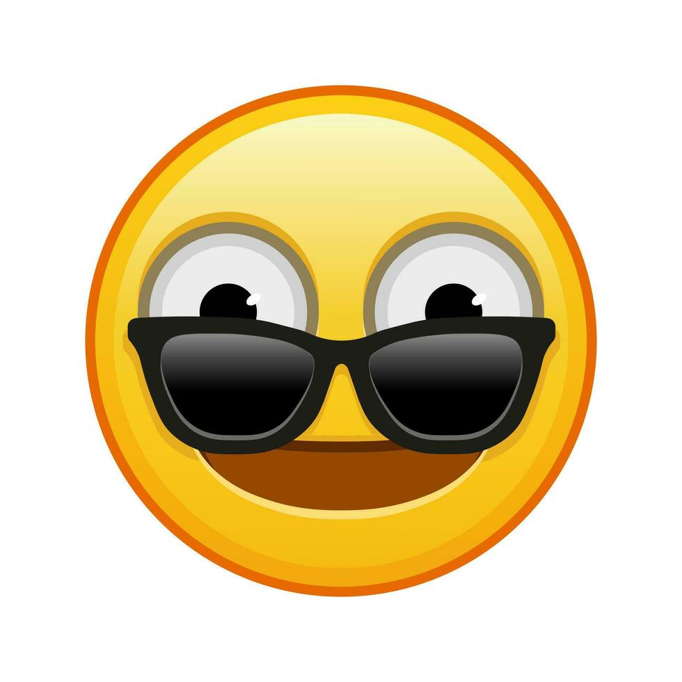 Face with big eyes with sunglasses Large size of yellow emoji smile vector