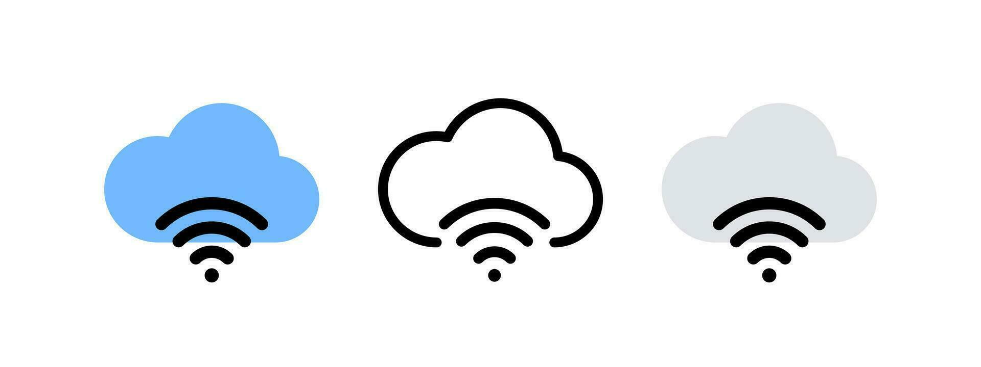 WiFi. Cloud service and network icons. Vector icons