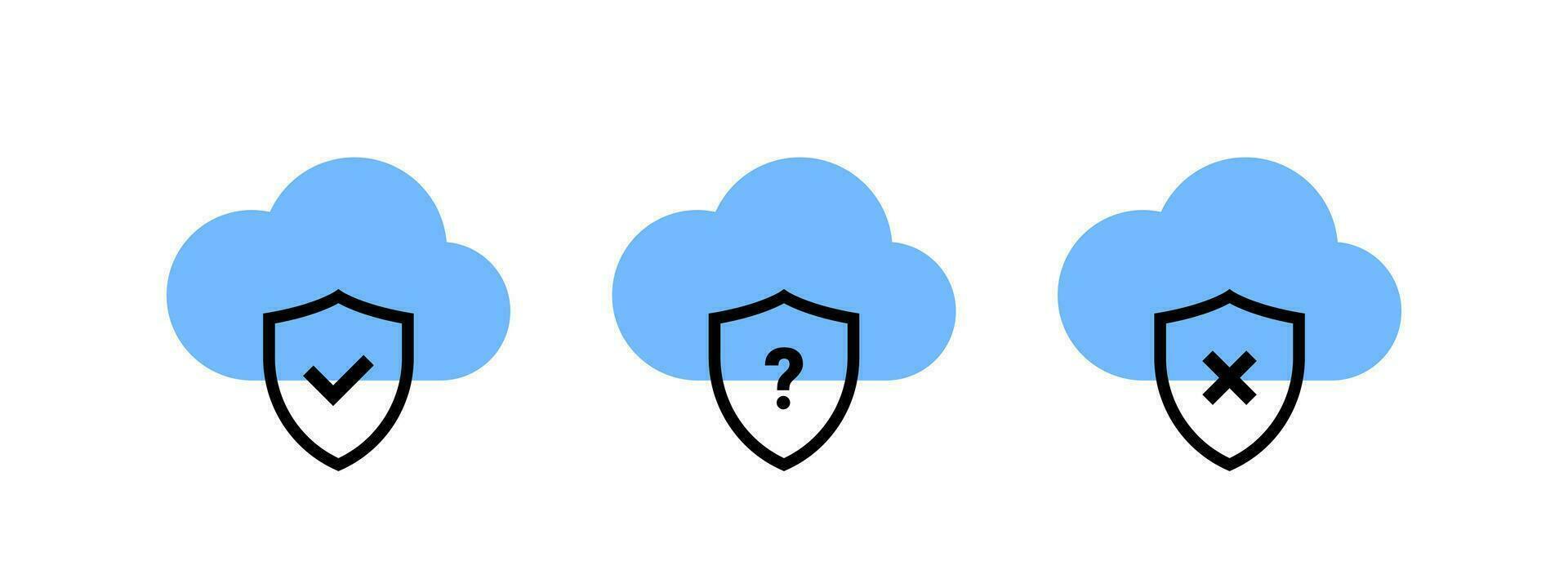 Cloud services. Cloud data transfer. Vector icons