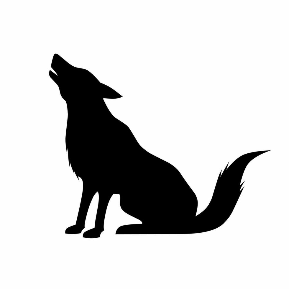 Wolf howling silhouette icon vector. Wolf howling silhouette can be used as icon, symbol or sign. Wolf icon for design related to animal, wildlife or landscape vector